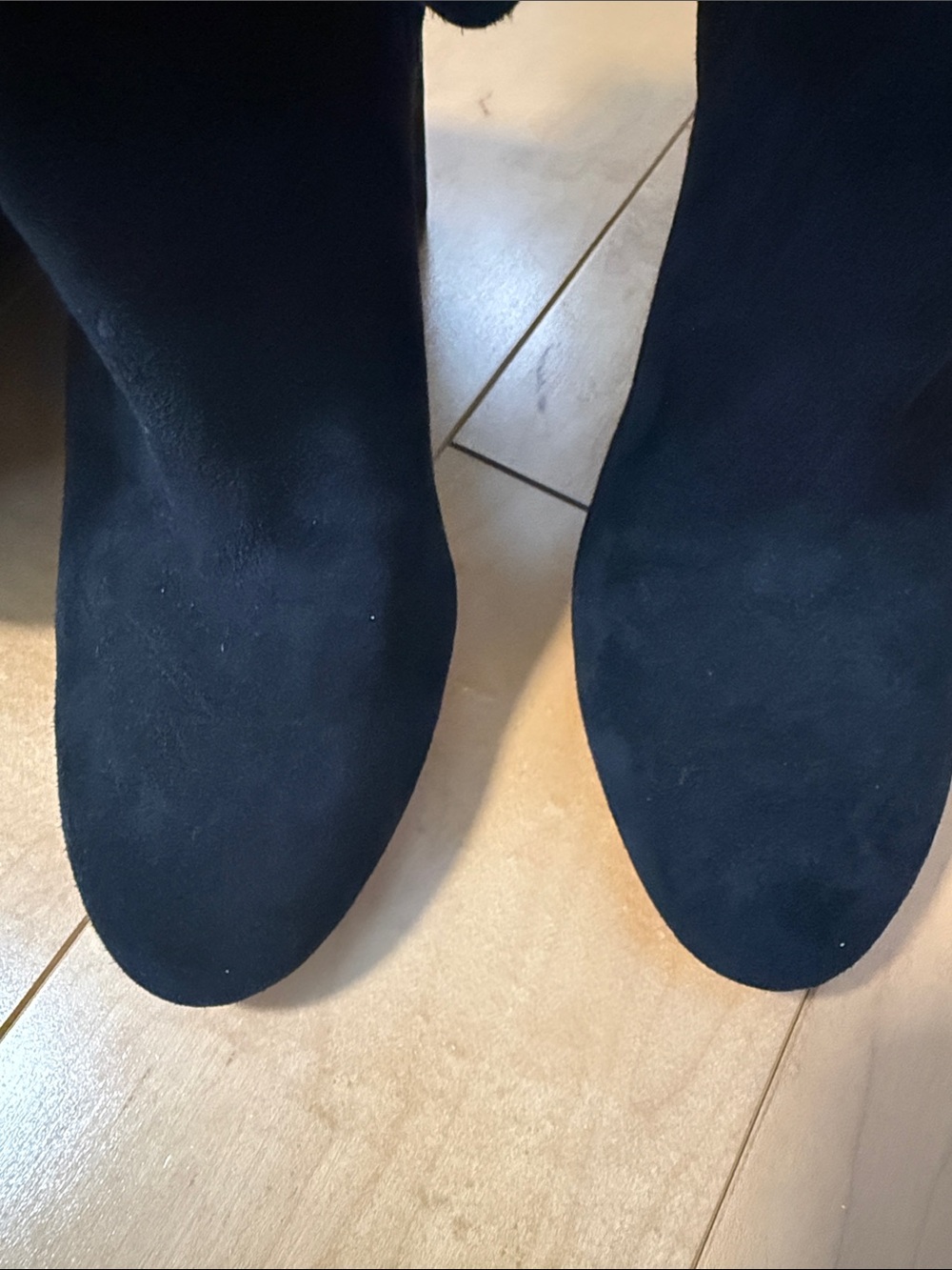 Sam Edelman Black Suede Over-the-Knee Block Heel Boots - Picture 4 of 4